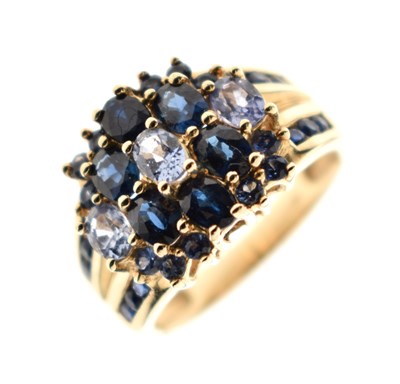 Lot 51 - Kyanite and pale blue gemstone 9ct gold cluster ring