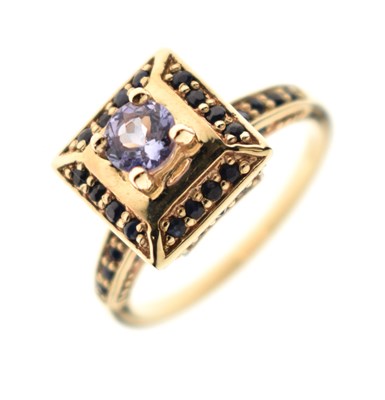 Lot 35 - Tanzanite and sapphire 9ct gold dress ring