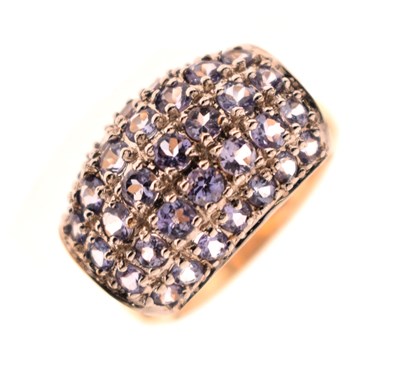 Lot 39 - Tanzanite five-row 9ct gold dress ring