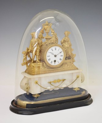 Lot 766 - Late 19th century French alabaster and gilt spelter mantel clock