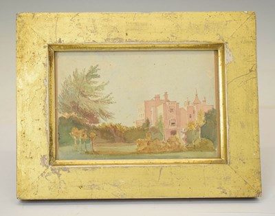 Lot 734 - English school - Watercolour - Stately house and grounds