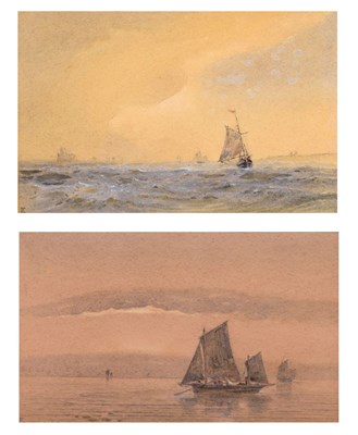 Lot 279 - Edwin Hayes R.I. (British, 1820-1904) - pair of watercolours - 'Daybreak' and 'Sunset'