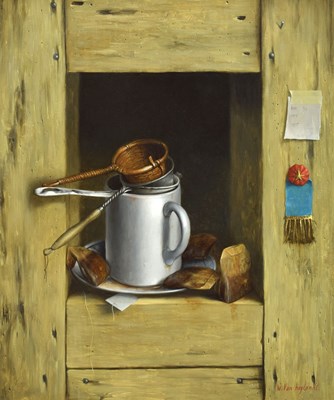 Lot 295 - Werner Van Hoylandt (Belgian, b.1951) - Oil on panel - 'Straffen The'