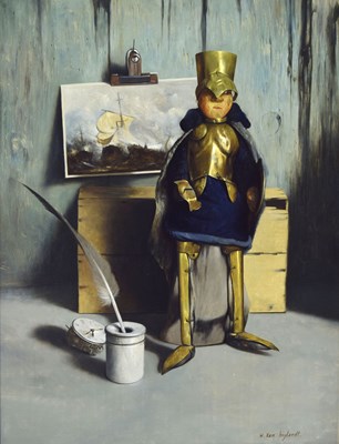 Lot 296 - Werner Van Hoylandt (Belgian, b.1951) - Oil on panel - 'La Plume'
