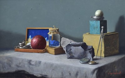 Lot 298 - Werner Van Hoylandt (Belgian, b.1951) - Oil on panel - 'Les Balles de Baby-Foot'