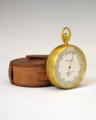 Lot 384 - World War II era gilt metal compensated pocket barometer and altimeter