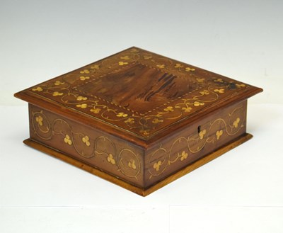 Lot 197 - 19th century Irish Killarney yew wood and marquetry lace box