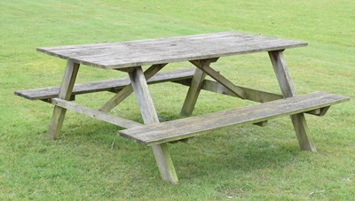 Lot 825 - Large wooden picnic table