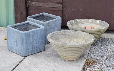 Lot 829 - Pair of composite stone planters and a pair of square planters