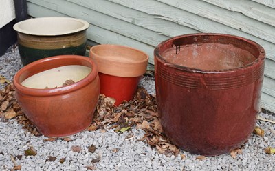 Lot 811 - Large red glazed garden planter