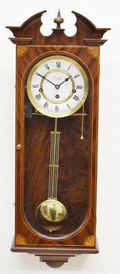 Lot 758 - Comitti 'Sheraton' mahogany cased chiming wall clock