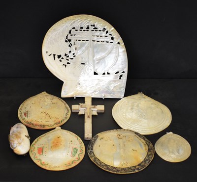 Lot 392 - Collection of late 19th century carved mother-of-pearl shells