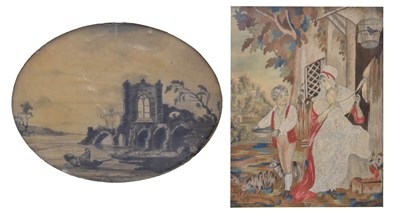 Lot 752 - Large Georgian silkwork picture