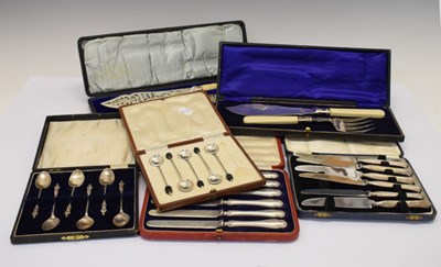 Lot 142 - Quantity of cased silver and silver-plated flatware
