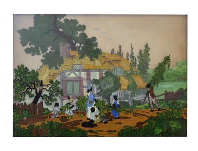Lot 413 - Unusual three layer reverse print on glass