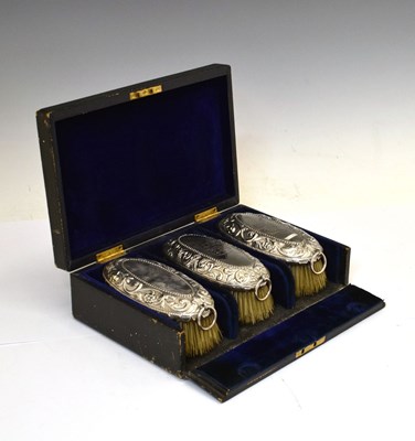 Lot 103 - Set of three Dutch white metal mounted brushes