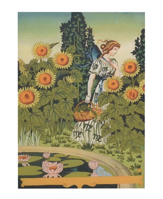 Lot 739 - Art Nouveau reverse print on glass