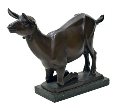 Lot 175 - Herbert William Palliser (1883-1963) - Large Art Deco bronze figure of a goat