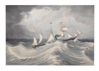 Lot 718 - Hand-coloured engraved print - SS Great Western Crossing the Atlantic, 1838