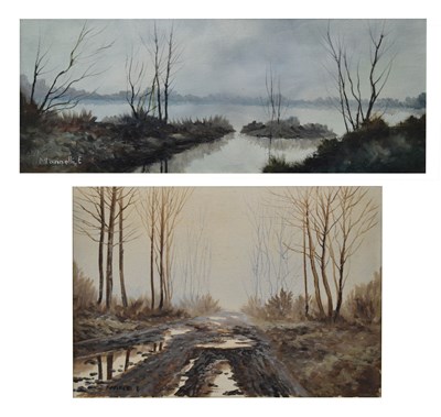 Lot 735 - Ettore Marinelli (Italian, 20th century) - Two oils - Winter woodland landscapes