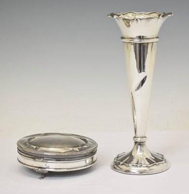 Lot 272 - Large George V silver bud vase, and a George V silver mounted dressing table box