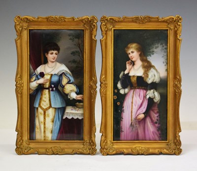 Lot 230 - Two German painted porcelain plaques in the manner of KPM Berlin