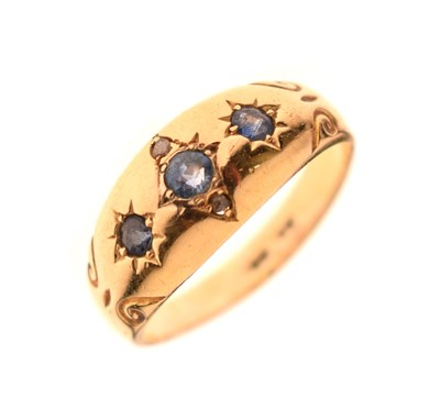 Lot 32 - Early 20th century sapphire and rose cut diamond gypsy set ring