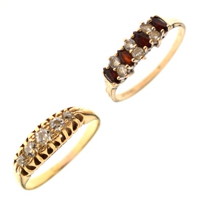 Lot 33 - Diamond five-stone gold ring and a 9ct gold dress ring