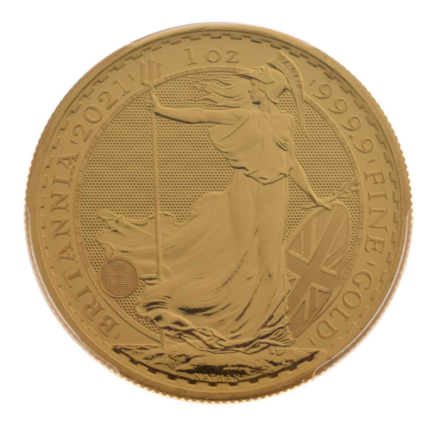 Lot 124 - Elizabeth II gold 1oz Britannia, 2021, in presentation case