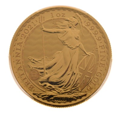 Lot 125 - Elizabeth II gold 1oz Britannia, 2021, in presentation case