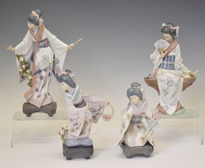 Lot 617 - Lladro - Group of four Japanese style figures