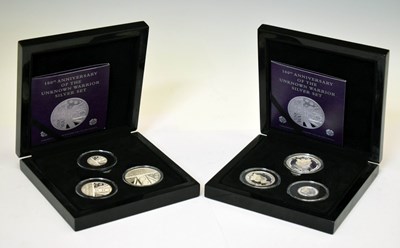 Lot 311 - Two Alderney Queen Elizabeth II '100th Anniversary of the Unknown Warrior' silver three-coin sets