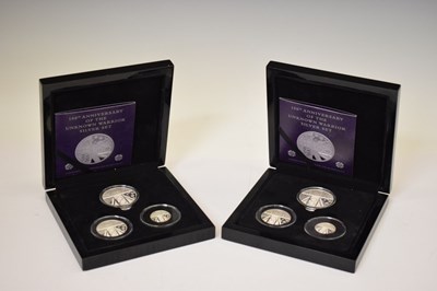 Lot 312 - Two Alderney Elizabeth II '100th Anniversary of the Unknown Warrior' silver three-coin sets