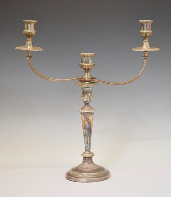 Lot 489 - 20th century silver plated two-branch candelabrum