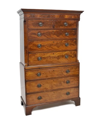 Lot 789 - Late George III mahogany tallboy or chest on chest