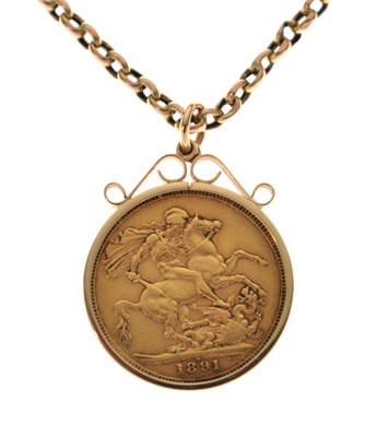 Lot 302 - Queen Victoria gold sovereign, 1891