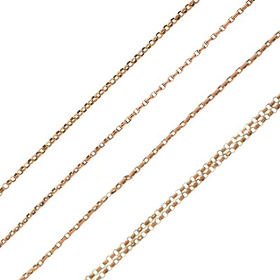 Lot 104 - Four yellow metal chains