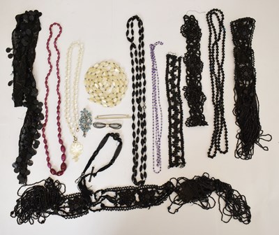 Lot 158 - Collection of costume jewellery, French 'jet', etc