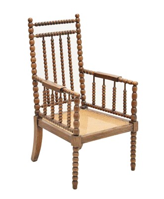 Lot 800 - 19th century oak bobbin turned armchair