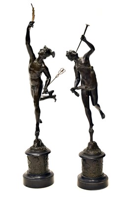 Lot 171 - After Giambologna (1529-1608) - Pair of 19th century Italian 'Grand Tour' souvenir bronzes