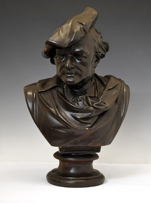 Lot 176 - Large Austrian bronzed terracotta bust of Richard Wagner