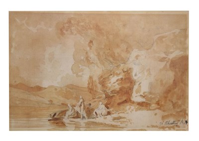 Lot 725 - Attributed to Francis Wheatley, (1747-1801) - Ink and sepia wash - 'The Bathers'