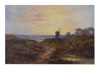 Lot 726 - Attributed to Lewis Pinhorn Wood (Exh.1881-1913) - Oil on board - Worlebury Windmill