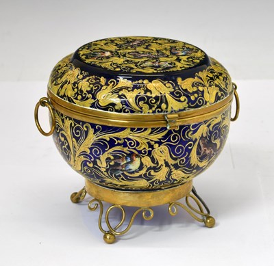 Lot 215 - Cobalt blue glass and gilt metal mounted bowl and cover
