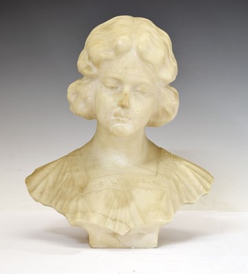 Lot 178 - Carved alabaster bust of a young girl, possibly Italian, circa 1900