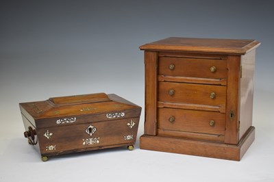 Lot 463 - Mahogany table-top Wellington chest and inlaid rosewood box