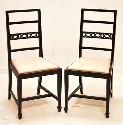 Lot 791 - James Shoolbred & Co. - Pair of ebonised dining chairs circa 1900