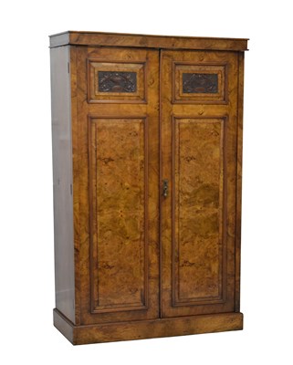 Lot 820 - Late Victorian figured walnut double wardrobe