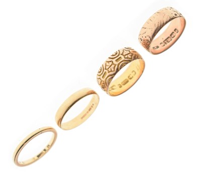 Lot 79 - Four 9ct gold wedding bands