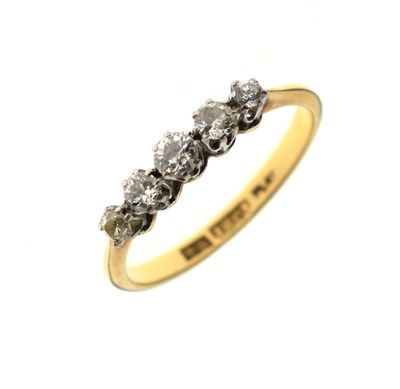 Lot 11 - Early 20th century five-stone ring, stamped '18ct Plat'